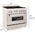 36 in. Legacy Dual Fuel Range with Gas Cooktop and Electric Oven in Satin Stainless Steel with 6 Brass Burners