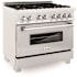 36 in. Legacy Dual Fuel Range with Gas Cooktop and Electric Oven in Satin Stainless Steel with 6 Brass Burners