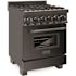 ZLINE Kitchen and Bath 24 in. 4 Burner Dual Fuel Range in Black Stainless Steel