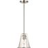 Generation Lighting Framework 1-Light Brushed Nickel Hanging Pendant with Clear Glass Shade