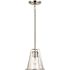 Generation Lighting Framework 1-Light Brushed Nickel Hanging Pendant with Clear Glass Shade