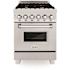 24 in. Legacy Dual Fuel Range with Gas Cooktop and Electric Oven in Satin Stainless Steel with 4 Brass Burners