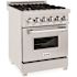 24 in. Legacy Dual Fuel Range with Gas Cooktop and Electric Oven in Satin Stainless Steel with 4 Brass Burners