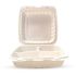 Empress Earth 9 in. x 9 in. x 3 in. Natural Mineral Filled PP 3-Compartment Hinged Container 150-Per Case