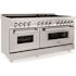 ZLINE Kitchen and Bath 60 in. 9 Burner Double Oven Dual Fuel Range in Stainless Steel