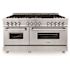 ZLINE Kitchen and Bath 60 in. 9 Burner Double Oven Dual Fuel Range with Brass Burners in Stainless Steel
