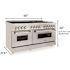 ZLINE Kitchen and Bath 60 in. 9 Burner Double Oven Dual Fuel Range with Brass Burners in Stainless Steel
