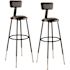 National Public Seating 32-39 in. Black Height Adjustable Heavy Duty Steel Frame Vinyl Padded Stool With Backrest (Pack of 2)