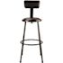 National Public Seating 30 in. Black Heavy Duty Steel Frame Vinyl Padded Stool with Backrest (Pack of 2)