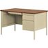 Hirsh 48 in. W x 30 in. D Rectangular Shape Putty/Oak 3-Drawer Executive Desk with Right-Hand Single Pedestal File
