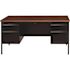 Hirsh 60 in. W x 30 in. D Rectangular Shape Black/Walnut 5-Drawer Executive Desk with Double Pedestal