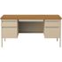 Hirsh 60 in. W x 30 in. D Rectangular Shape Putty/Oak 5-Drawer Executive Desk with Double Pedestal