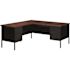 Hirsh 72 in. W x 66 in. D L Shape Black/Walnut 5-Drawer Executive Desk with Left Hand Return