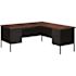 Hirsh 72 in. W x 66 in. D L Shape Black/Walnut 5-Drawer Executive Desk with Right Hand Return