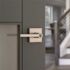 Kwikset Halifax Square Satin Nickel Keyed Entry Door Lever Featuring SmartKey Security
