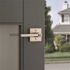 Kwikset Halifax Square Satin Nickel Keyed Entry Door Lever Featuring SmartKey Security