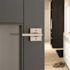 Kwikset Halifax Square Satin Nickel Privacy Bed/Bath Door Handle with Lock