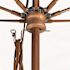 11 ft. Woodgrain Aluminum Commercial Market Patio Umbrella Fiberglass Ribs and Pulley Lift in Jockey Red Sunbrella