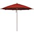 11 ft. Woodgrain Aluminum Commercial Market Patio Umbrella Fiberglass Ribs and Pulley Lift in Jockey Red Sunbrella