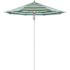 7.5 ft. Silver Aluminum Commercial Market Patio Umbrella Fiberglass Ribs and Pulley Lift in Seville Seaside Sunbrella