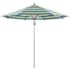 California Umbrella 9 ft. Silver Aluminum Commercial Market Patio Umbrella with Pulley Lift in Seville Seaside Sunbrella