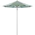 California Umbrella 7.5 ft. Silver Aluminum Commercial Market Patio Umbrella with Pulley Lift in Seville Seaside Sunbrella
