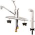 Seasons Single-Handle Standard Kitchen Faucet in Chrome with White Side Sprayer