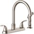 Seasons Raleigh Double-Handle Gooseneck Kitchen Faucet with Side Sprayer in Stainless Steel