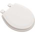 Beveled Edge Round Wood Closed Front Toilet Seat in. White