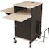 Oklahoma Sound PRC Series Jumbo Plus Presentation Cart 4-Wheeld Black Steel Frame With An Ivory Wood Grain Finish