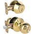 Round Deadbolt and Entry Combo Pack 2-3/8" and 2-3/4" Backset Grade 3 Bright Brass