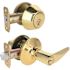 Straight Deadbolt and Entry Combo 2.375 and 2.75in. Backset Grade 3 Bright Brass