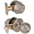 Round Deadbolt and Entry Combo Pack 2-3/8" and 2-3/4" Backset Grade 3 Satin Nickel