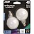 FEIT ELECTRIC Electric G16-1/2 3.8w 5000k E12 White Frost Filament LED Bulb Package Of 12