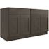 CNC CABINETRY Luxor 4-Door Base Cabinet, 2 Pull Out, 48"w, Shaker Smoky Grey