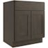 CNC CABINETRY Luxor 2-Door Base Cabinet, 1 Pull Out, 24"w, Shaker Smoky Grey