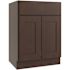 CNC CABINETRY Luxor 2-Door Base Cabinet, 2 Pull Out, 24"w, Shaker Espresso