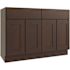 CNC CABINETRY Luxor 4-Door Base Cabinet, 2 Pull Out, 48"w, Shaker Espresso