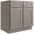 CNC CABINETRY Luxor 36" 2-Door Sink Base Cabinet, 5-Pc Drawer, Shaker Misty Grey
