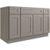 CNC CABINETRY Luxor 60" 4-Door Sink Base Cabinet, 5-Pc Drawer, Shaker Misty Grey