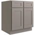 CNC CABINETRY Luxor 2-Door Base Cabinet, 5-Pc Drawer, 33"w, Shaker Misty Grey