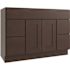 CNC CABINETRY Luxor 2-Door Vanity Cabinet, 48"wx34.5"hx21"d, Shaker Espresso