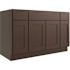 CNC CABINETRY Luxor 54" 4-Door Sink Base Cabinet, Shaker Espresso