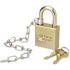 SKILCRAFT Padlock With Attached Chain, 1 3/4 Width, Steel