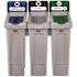 RUBBERMAID COMMERCIAL Slim Jim Recycling Station 3-Stream Landfill 23 Gal