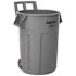 Rubbermaid Commercial Vented Wheeled Brute Container 32 Gal Gray Case Of 6