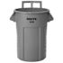 Rubbermaid Commercial Vented Wheeled Brute Container 32 Gal Gray Case Of 6