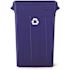 Suncast Commercial 23 Gallon Resin Slim Trash Can With Handles, Recycle Logo