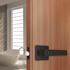 Shield Security Bed/Bath Privacy Door Lever With Square Rose, Matte Black