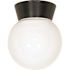 Satco Nuvo Black One-Light 8 Utility Ceiling Mount With White Glass Globe
